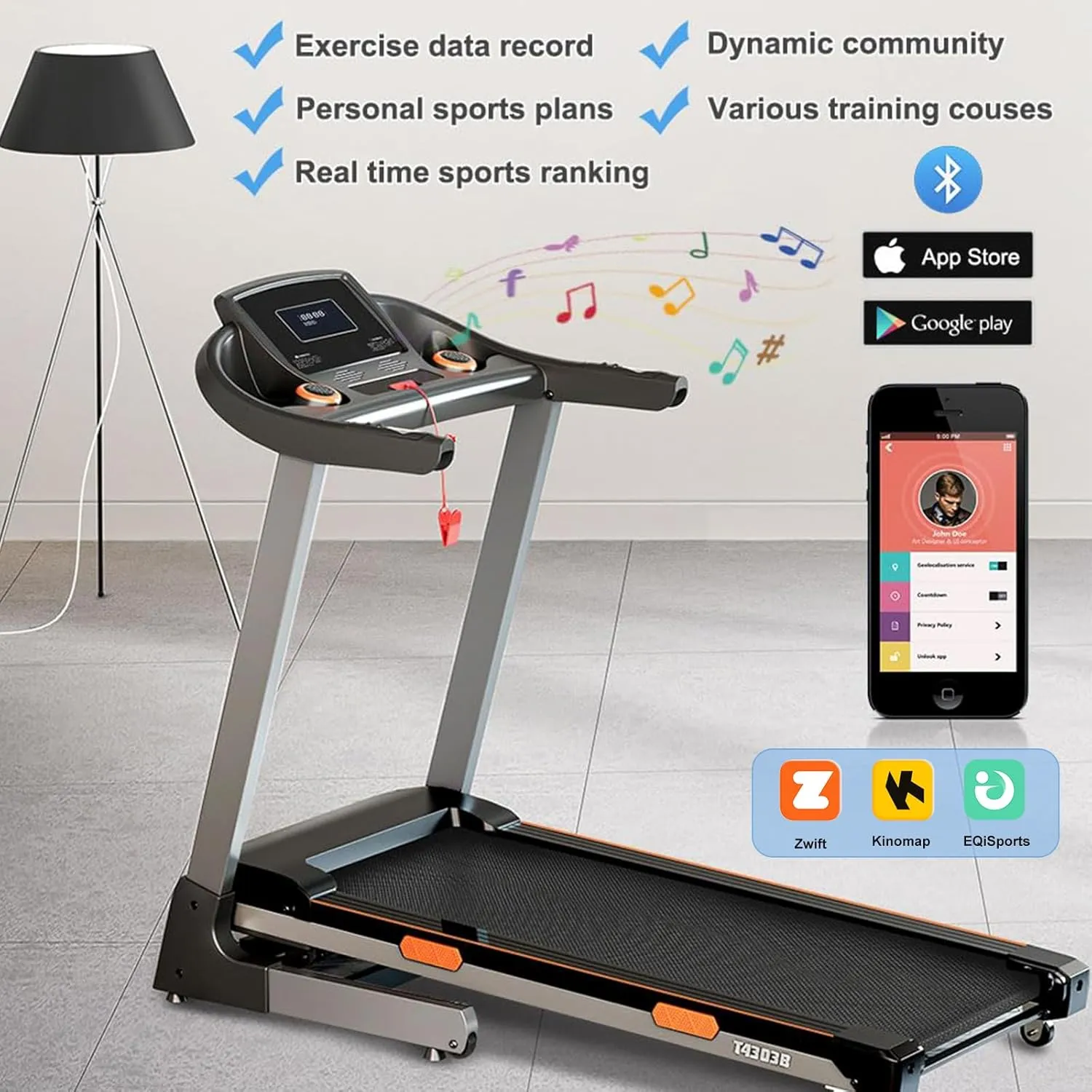 0-15° Treadmill with Auto Incline, Foldable Treadmills for Home, 3.5HP Folding Treadmill for Running & Walking, Wide Treadmills for Home with 320LBS Capacity, Pulse Monitor & Speaker