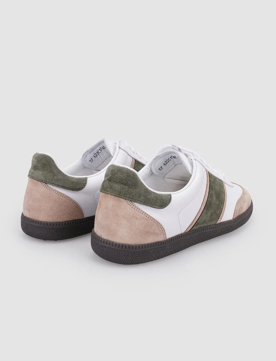 100% Genuine Leather White Lace-Up Women's Sneaker SCB-9374