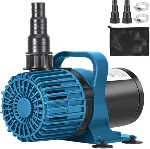 1600GPH 100W Outdoor Pond Pump for Koi Pond, Waterfall, Aquarium and Water Garden, Large Fountain Pump with 20ft Cord, 180° Adjustable Flow, Debris Barrier Bag, Quiet Operation, UL listed