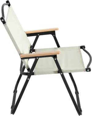 2 Foldable Chairs in Beige - Ideal for Indoor, Outdoor Camping, Picnics, Beach, Backyard, Grill Parties, Patio Use
