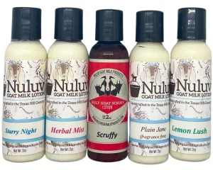 2 Ounce Travel Size Goat Milk Body Lotions 5-Pack Soothing for Hands and Body, Soft, Healthy Skin Cruelty-Free and Paraben-Free, Made in USA