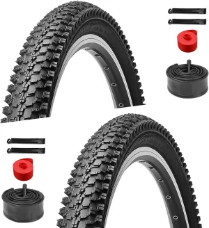 2-Pack 26 inch Mountain Bike Tires - Bicycle Tires 26x1.95 Folding Replacement Tire for Mountain Bike, Puncture-Resistant 26" Schrader Valve Bike Tubes, Bicycle Replacement Parts