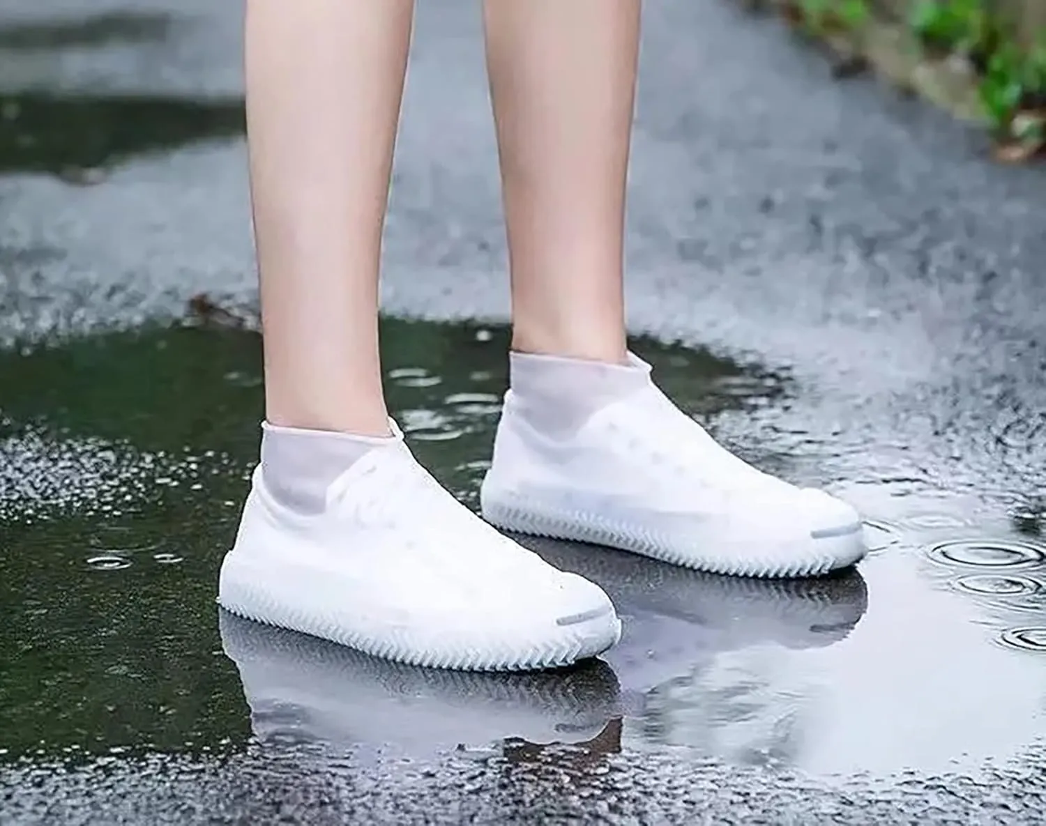 2 PCS Reusable Shoes Cover for Rain, Silicone Shoes Covers for Men Women, Non-Slip Outdoor Waterproof Shoe Protectors Clear X-Large