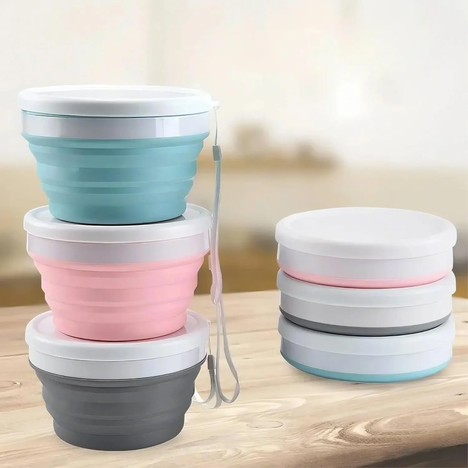2Pack 550-1000ML Multi - Use Silicone Foldable Set, Lunch Box, Bowl With Lid—Perfect for Outdoor(Black,550ML)
