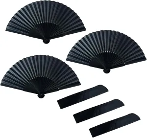 3 Pcs Line Dancing Fan, Foldable Boots on The Ground Hand Fan, Big Fans Handheld Line Dance Clap Fans (Pitch-black)