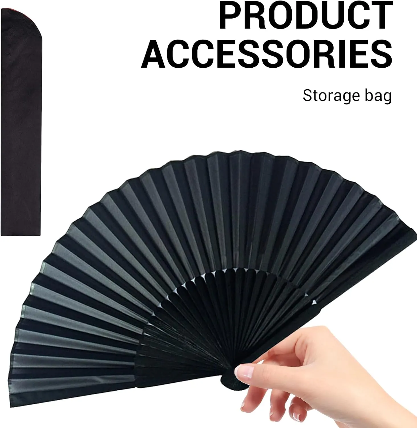 3 Pcs Line Dancing Fan, Foldable Boots on The Ground Hand Fan, Big Fans Handheld Line Dance Clap Fans (Pitch-black)