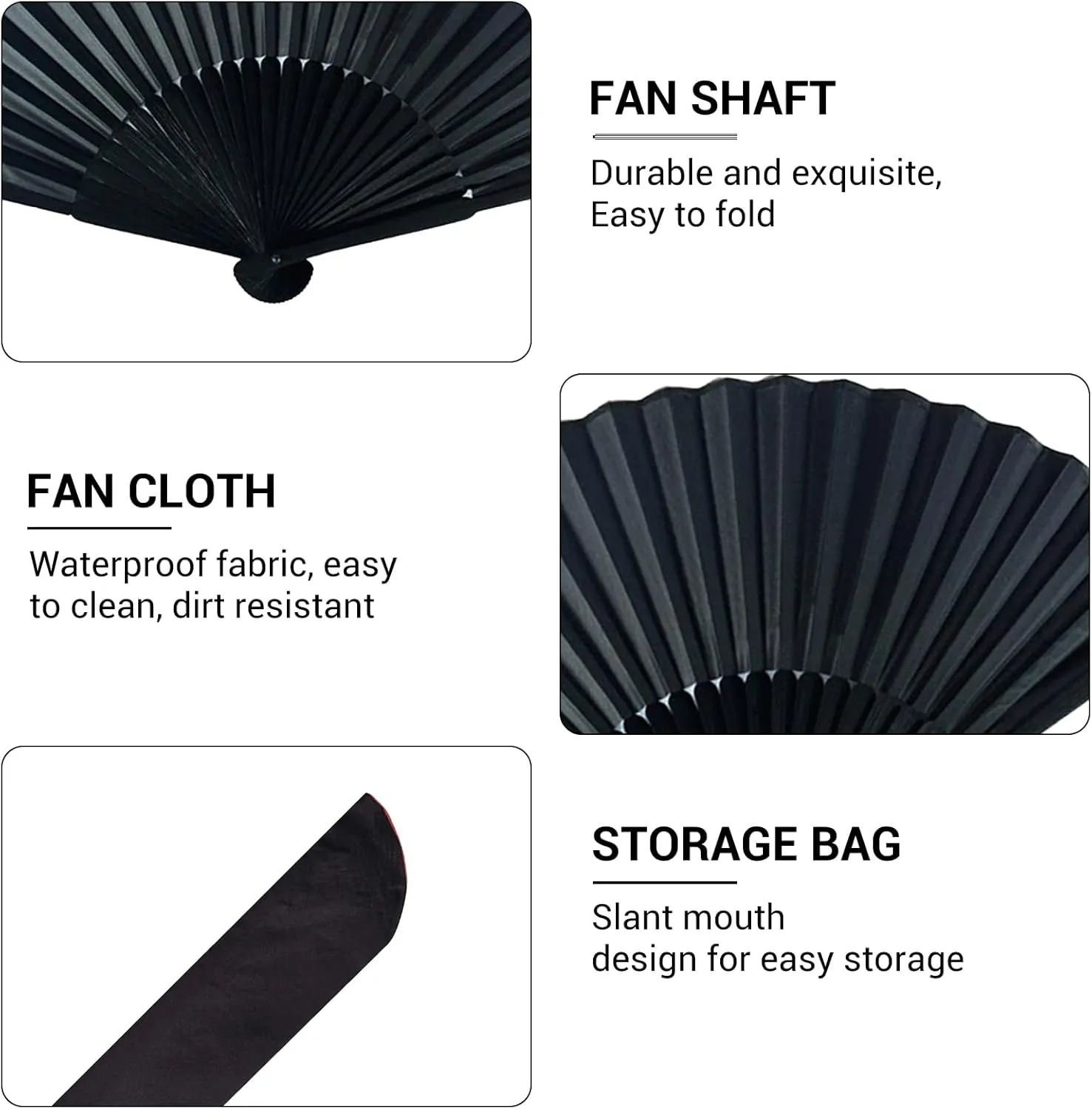 3 Pcs Line Dancing Fan, Foldable Boots on The Ground Hand Fan, Big Fans Handheld Line Dance Clap Fans (Pitch-black)