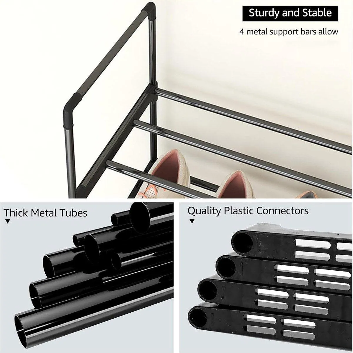 3 Tier Shoe Rack Storage Shelf Multifunctional Household Organizer Space Saver