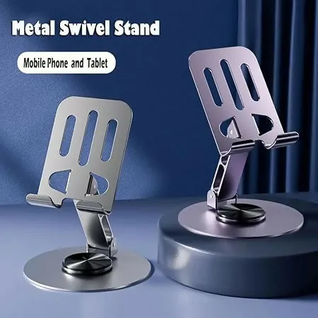 360° Rotating Aluminum Phone Stand – Foldable & Adjustable