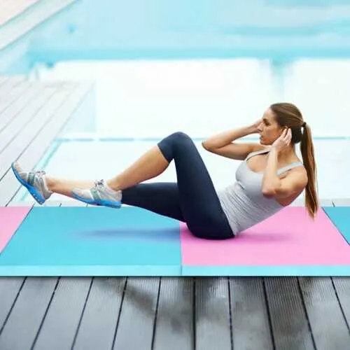 4' x 10' x 2" Folding Gymnastics Tumbling Gym Mat-Blue - Color: Blue