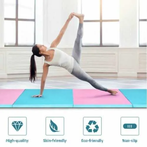 4' x 10' x 2" Folding Gymnastics Tumbling Gym Mat-Blue - Color: Blue
