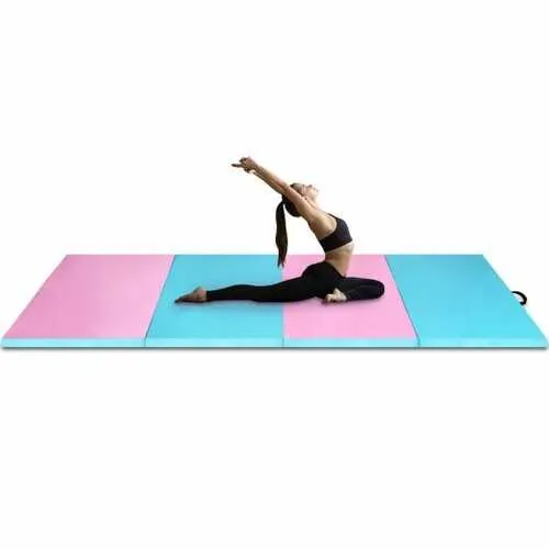 4' x 10' x 2" Folding Gymnastics Tumbling Gym Mat-Blue - Color: Blue