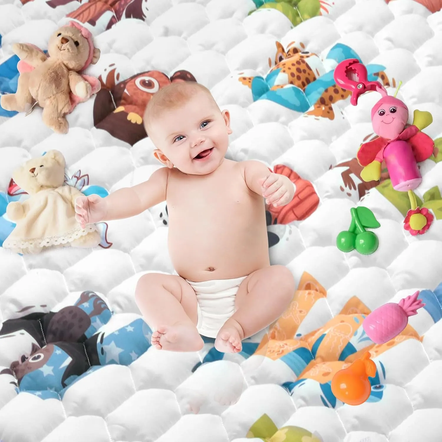 47"x47" Premium Baby Play Mat - Extra Thick, Non-Slip & Machine Washable Foam Floor Mat for Infants, Babies & Toddlers, Fits Playpens, Alphabet Design, Foldable & Odorless