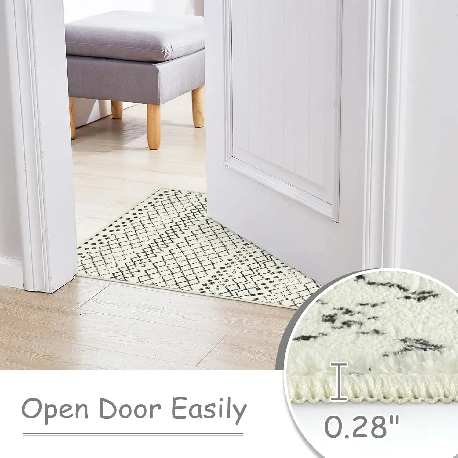 5'x7' Area Rug for Bedroom,Washable Non Slip Rugs Geometric Low-Pile Rugs for Living Room,Indoor Super Soft Large Dining Room Rug Foldable Floor Rugs for Nursery Guest Room(Cream)