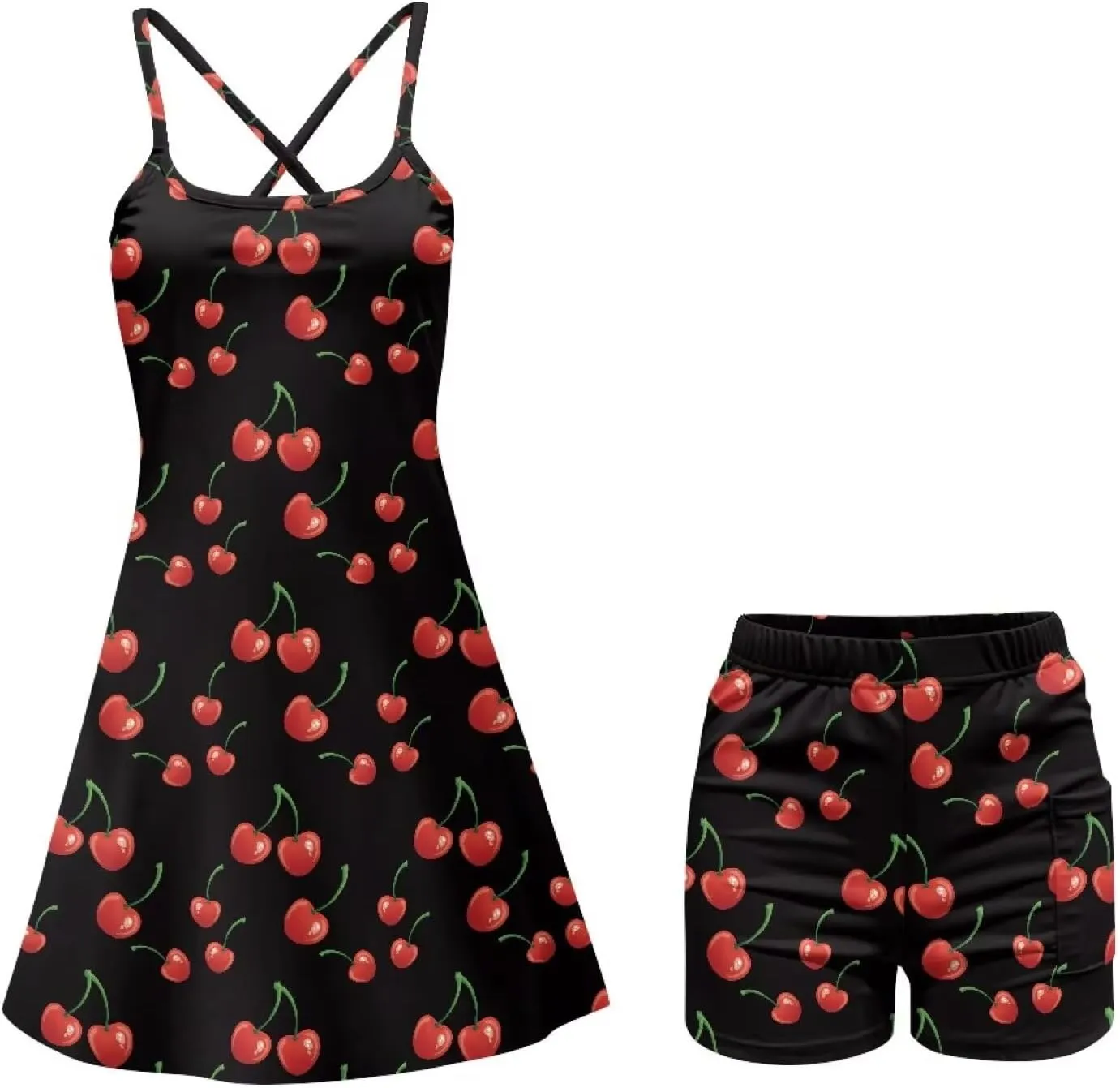 Active Dress with Shorts Underneath Tennis Dress Spaghetti Strap Casual Athletic Sports Outfits