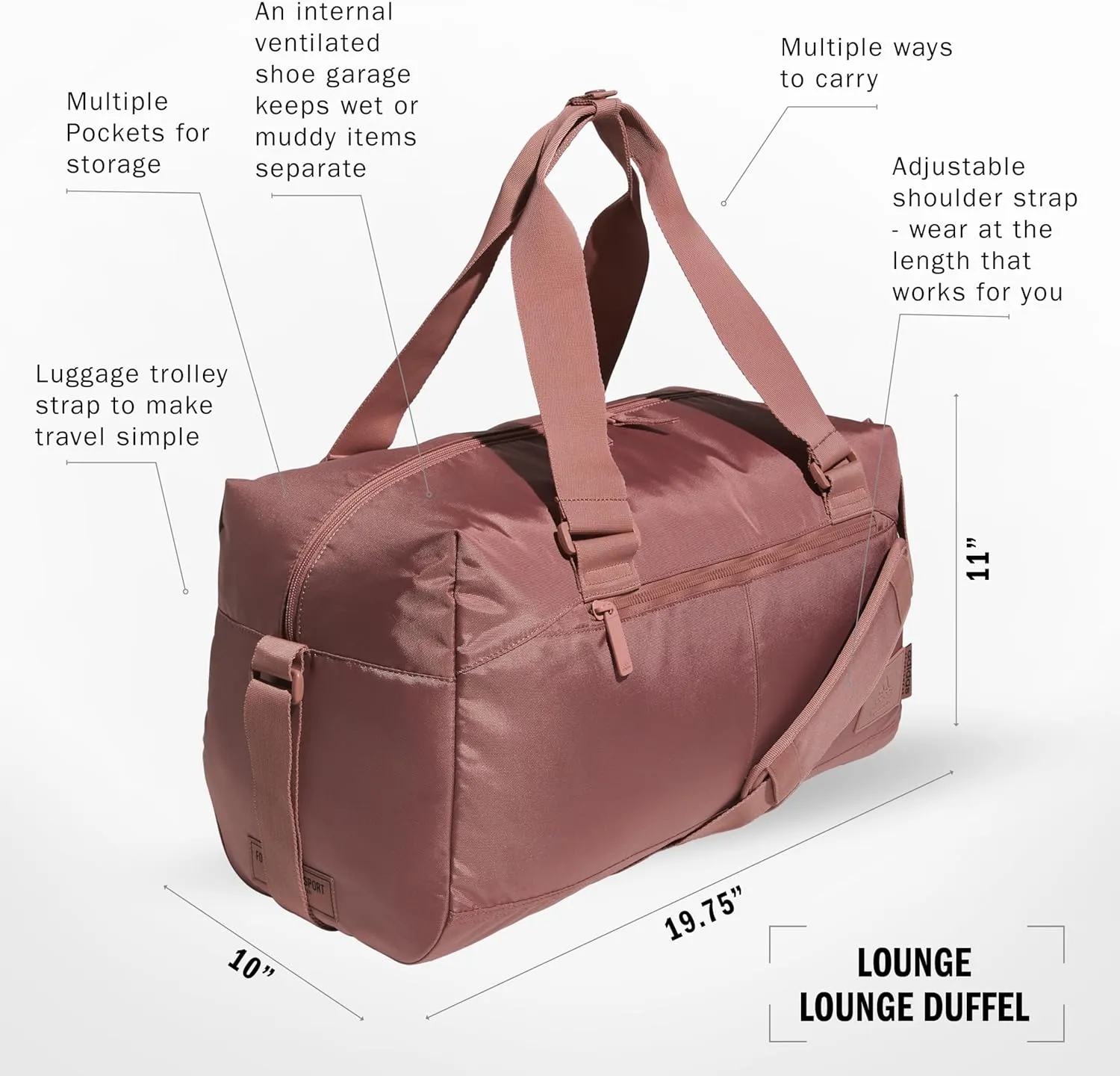 adidas Lounge Premium Sport Duffel Bag for Travel and Gym