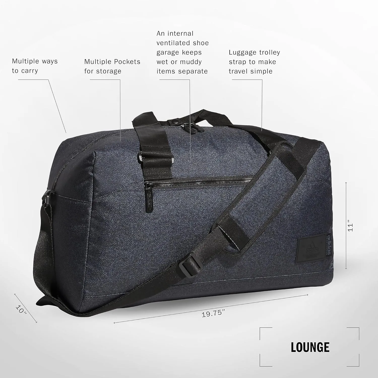 adidas Lounge Premium Sport Duffel Bag for Travel and Gym