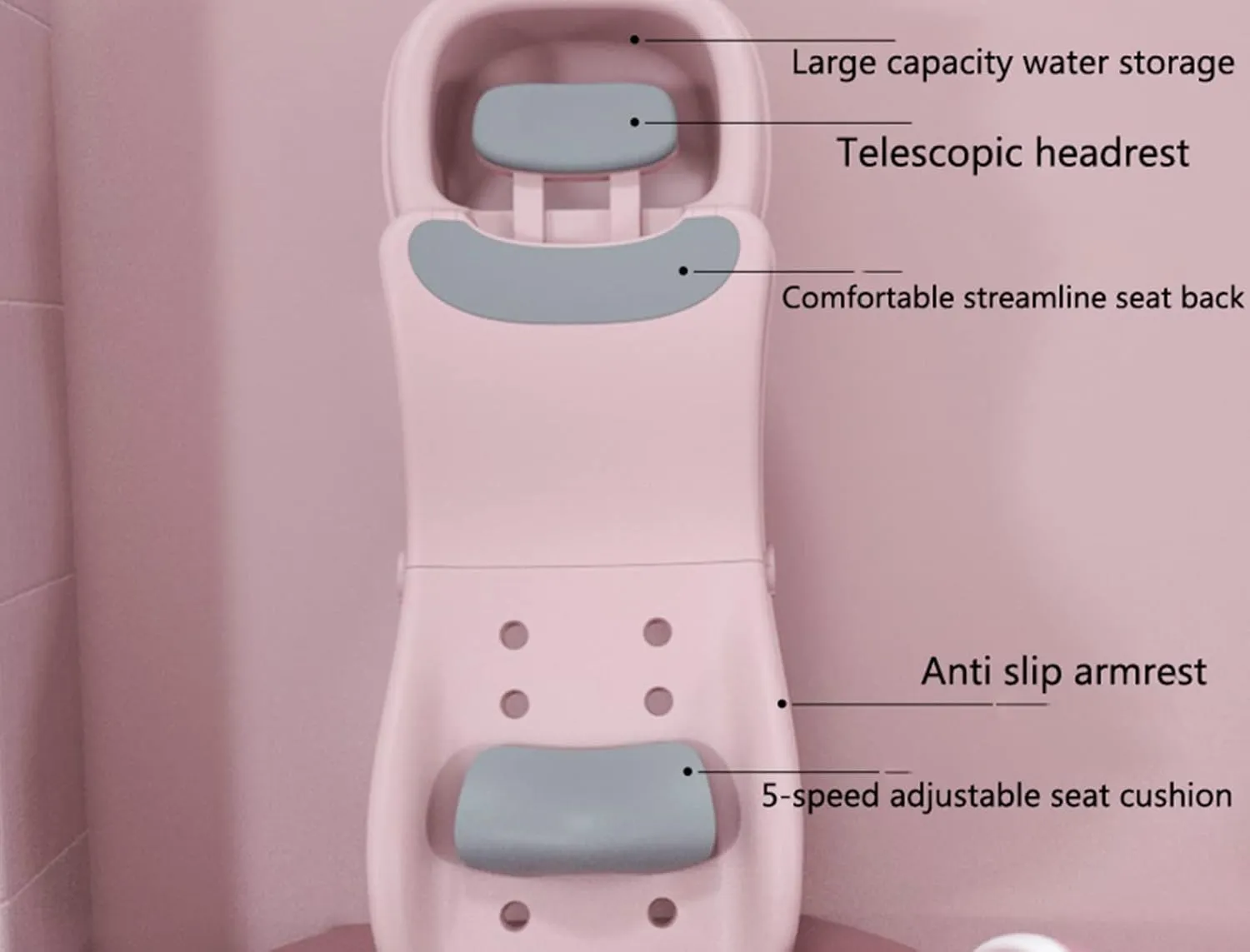 Adjustable Children Shampoo Chair for 3-10 Year Old Bathing Seat Tub Collapsible with Prevent Wet Clothes Design