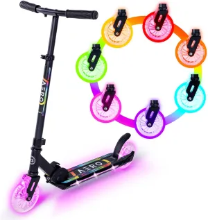 Aero Scooter for Kids 5-7 & 6-12 | Boys & Girls 2 Wheels Kick Scooter with Dynamic Lights | Foldable & Height Adjustable