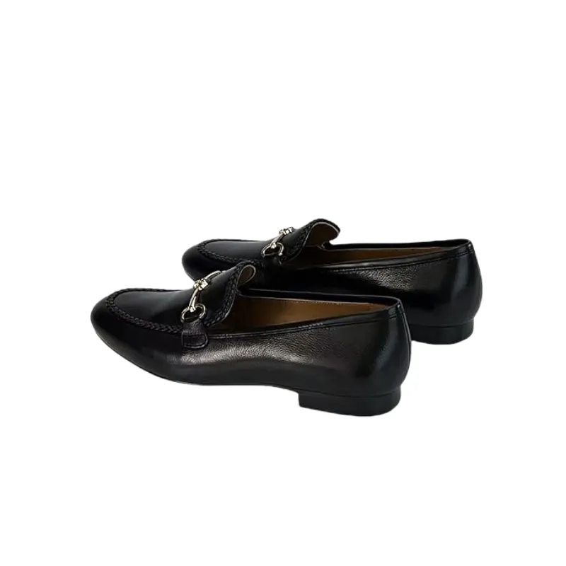 AiciBerllucci Prime  Black Calfskin  Leather Women's Loafers & Slip-Ons Comfortable Loafers for Women Casual Women's Flats Driving Shoes With Buckle