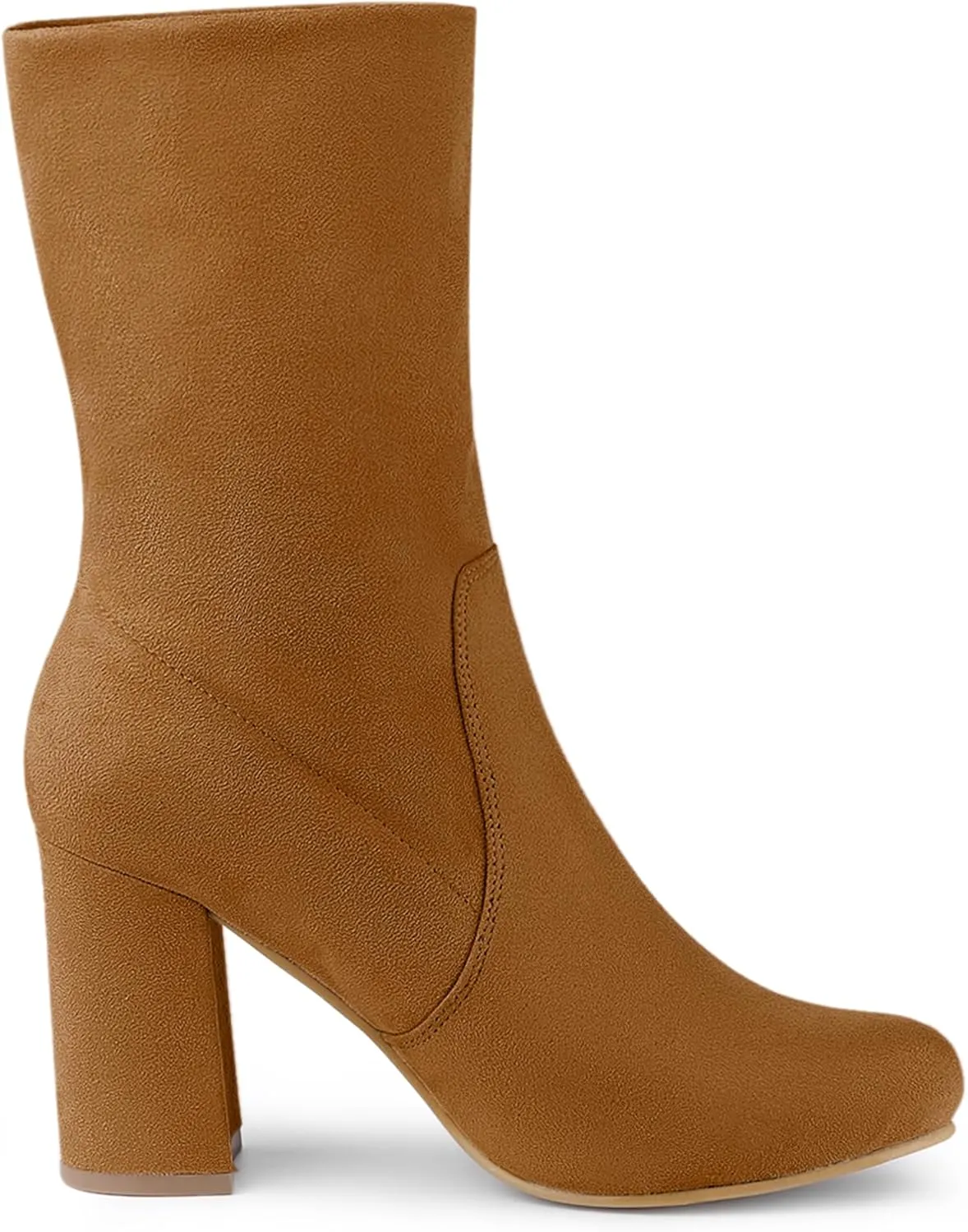 Allegra K Women's Stretch Round Toe Block Heel Sock Ankle Boots