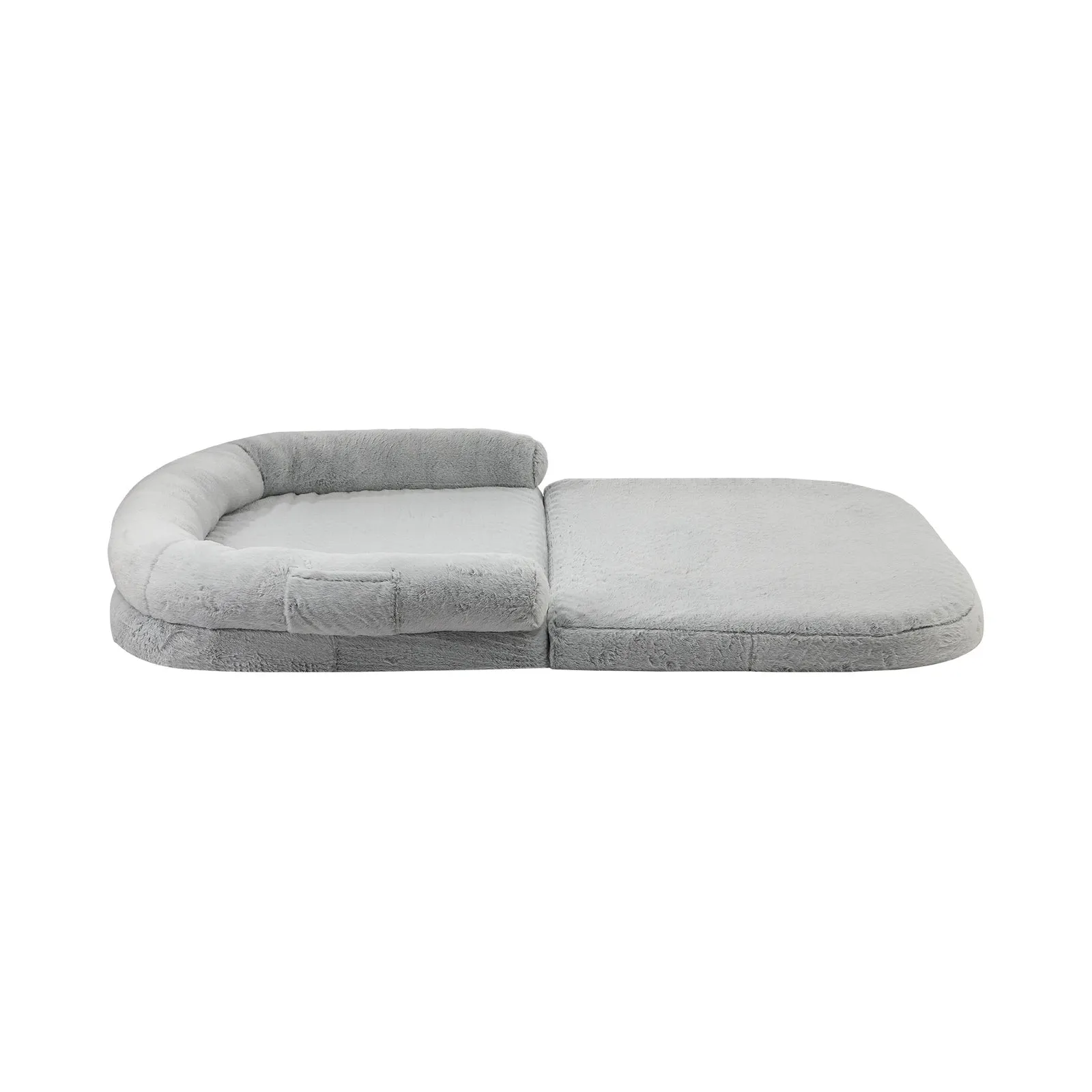 Alopet Foldable Human Dog Bed Calming Bed Dog Sofa Beds Removable Washable Grey