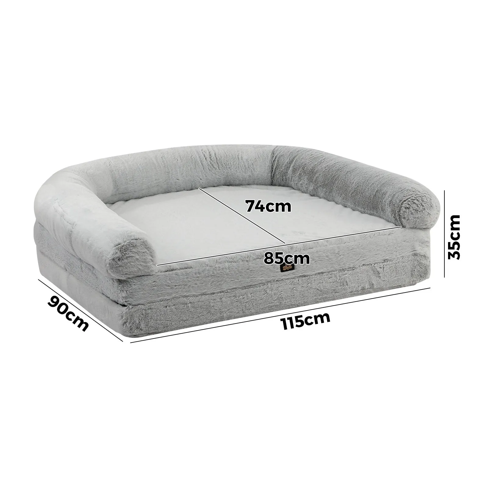 Alopet Foldable Human Dog Bed Calming Bed Dog Sofa Beds Removable Washable Grey