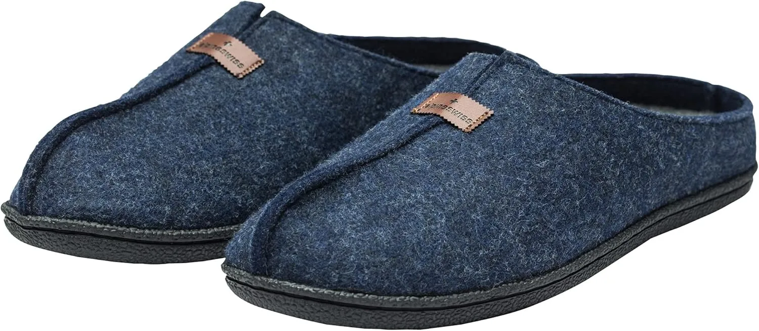 Alpine Swiss Bruce Mens Felt Faux Wool Clog Slippers Comfortable Slip On House Shoes