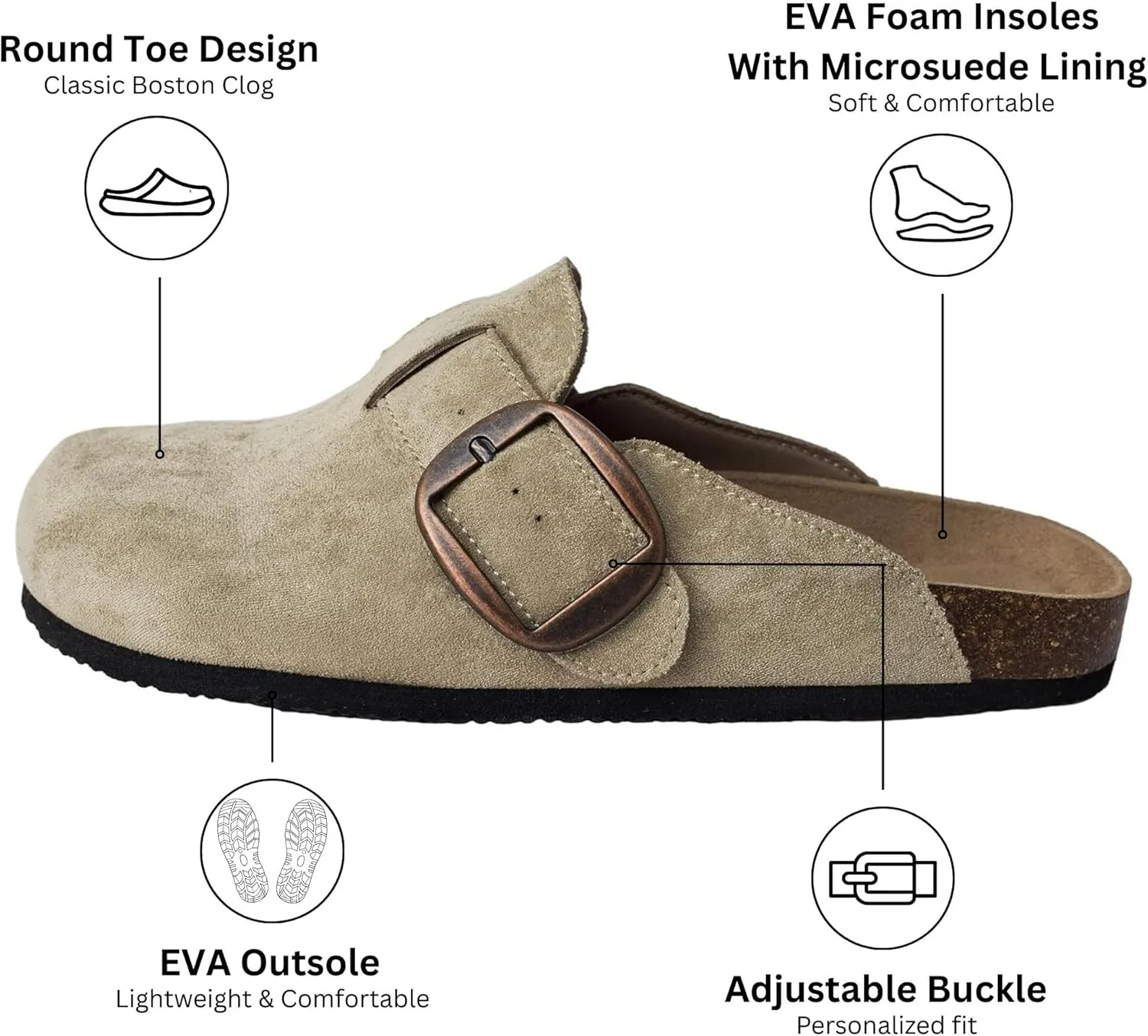 Alpine Swiss Edith Womens Clogs Cork Footbed Slippers Mules Slip On Potato Shoes