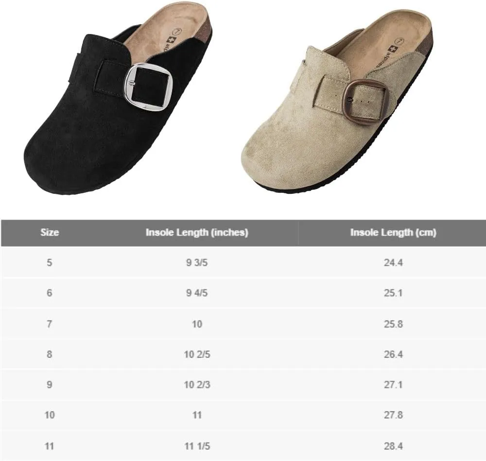 Alpine Swiss Edith Womens Clogs Cork Footbed Slippers Mules Slip On Potato Shoes