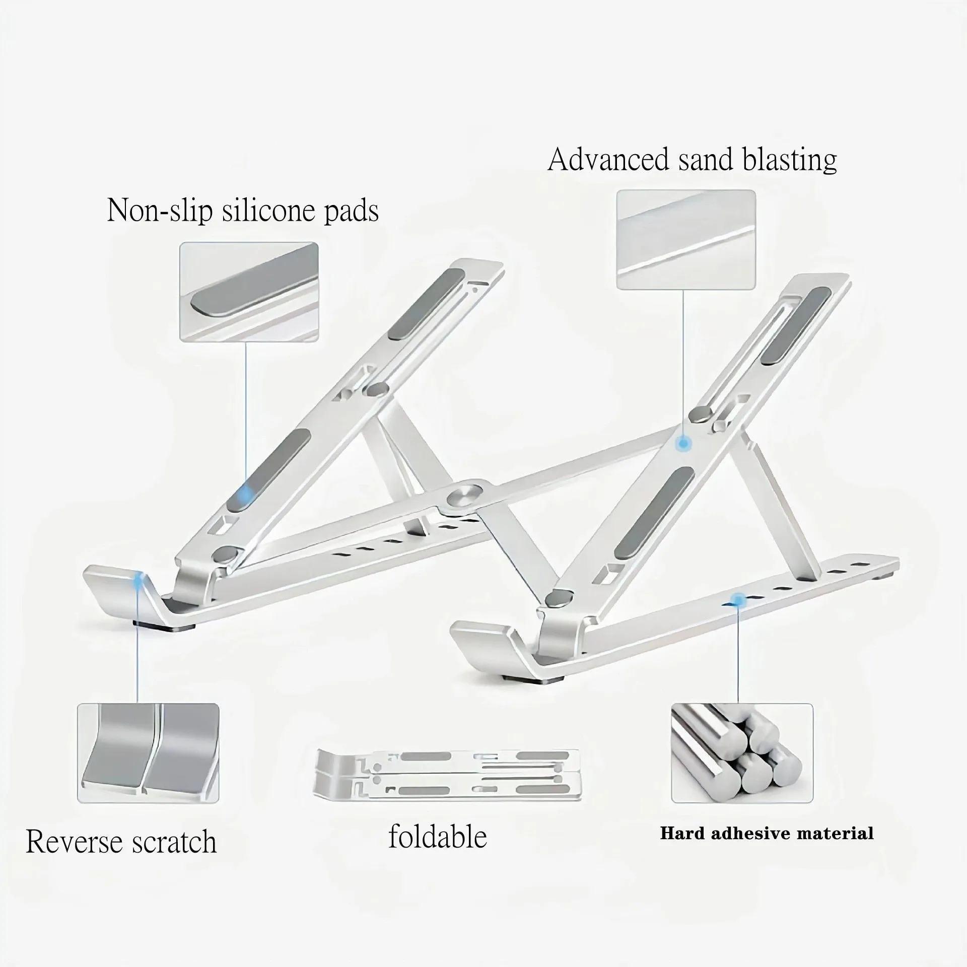 Aluminum Alloy Laptop Stand Adjustable Foldable Portable for Notebook Computer Bracket Lifting Cooling Holder Non-slip
