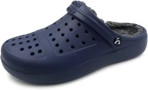 Amoji Unisex Winter Fleece Clog Fur Lined Garden Shoes House Slippers D8818