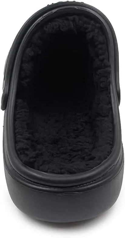 Amoji Unisex Winter Fleece Clog Fur Lined Garden Shoes House Slippers D8818