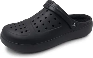 Amoji Unisex Winter Fleece Clog Fur Lined Garden Shoes House Slippers D8818
