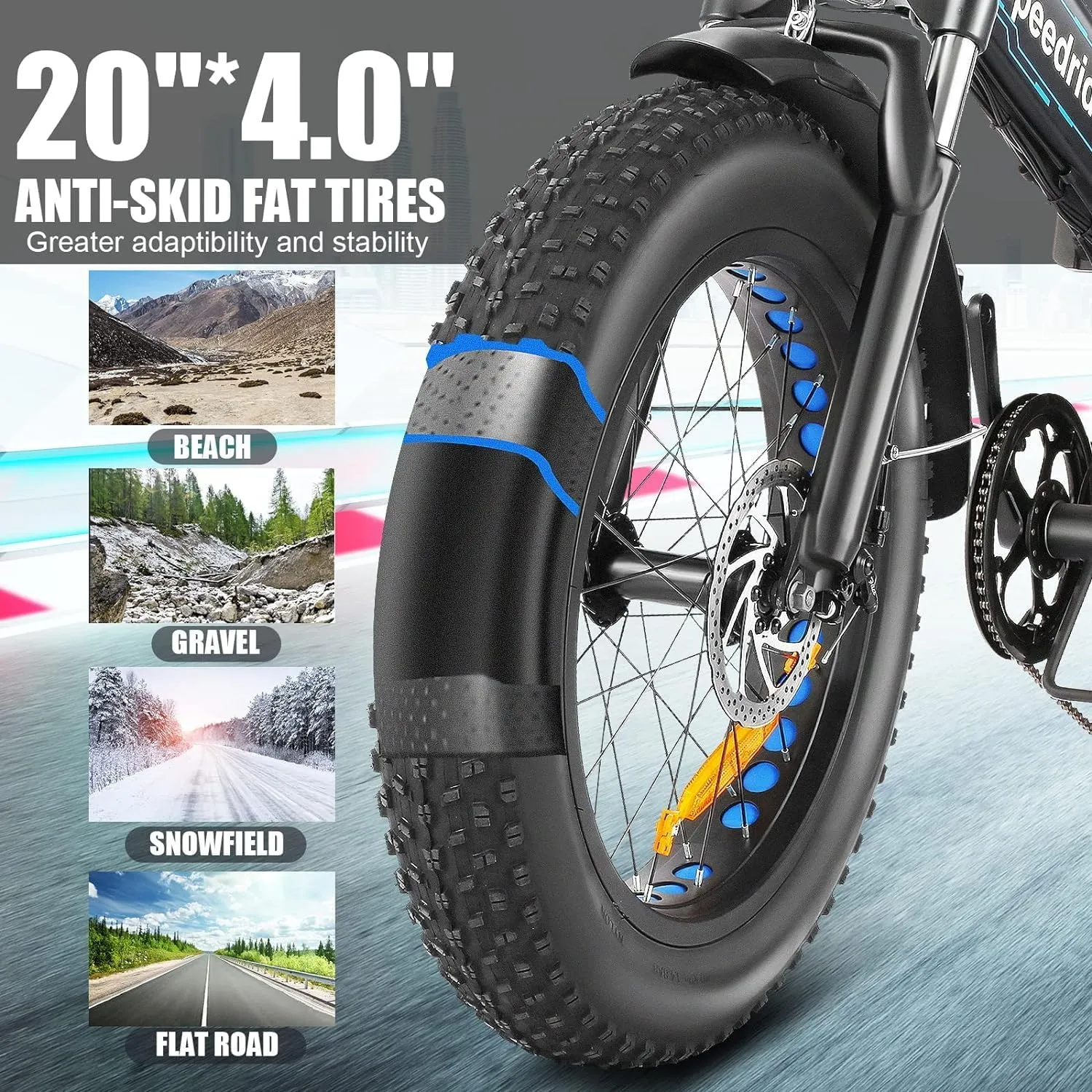ANCHEER Folding Electric Bike for Adults, Electric Bicycle with 500W Brushless Motor(Peak 800W), 48V/499Wh Hidden Battery, Up to 55 Miles, 20"*4.0 Fat Tire Ebike, 7 Speed Gear