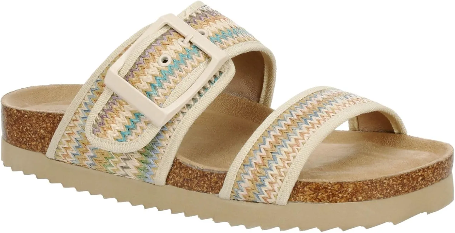 Anna Marie - Women's Casual Slip-On Dual-Strap Footbed Sandals
