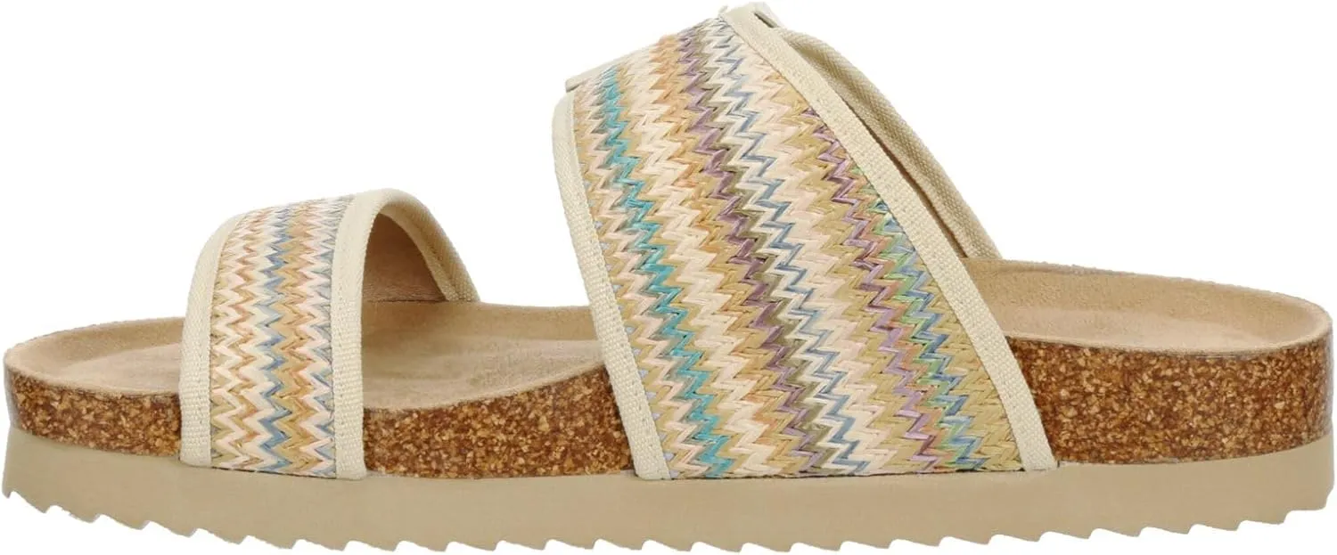 Anna Marie - Women's Casual Slip-On Dual-Strap Footbed Sandals
