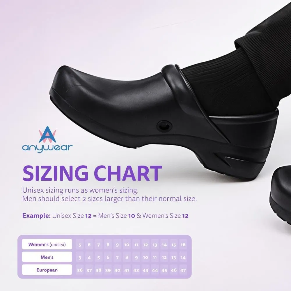 Anywear Guardian Angel Slip-On Nursing Clogs for Women and Men - Lightweight, Water-Resistant Non-Slip Work Shoes with Exceptional EVA Cushioning