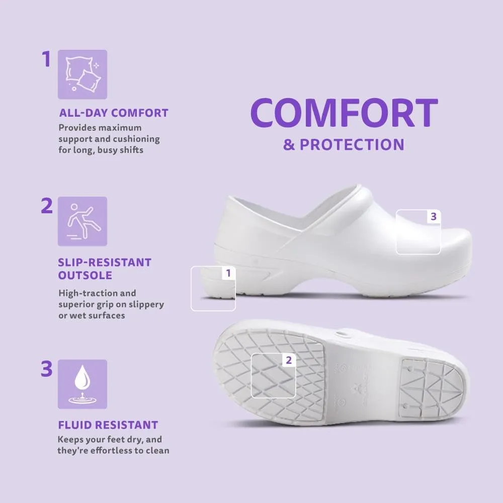 Anywear Guardian Angel Slip-On Nursing Clogs for Women and Men - Lightweight, Water-Resistant Non-Slip Work Shoes with Exceptional EVA Cushioning