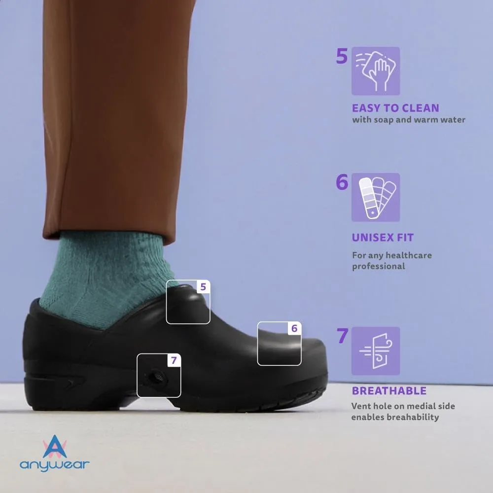 Anywear Guardian Angel Slip-On Nursing Clogs for Women and Men - Lightweight, Water-Resistant Non-Slip Work Shoes with Exceptional EVA Cushioning