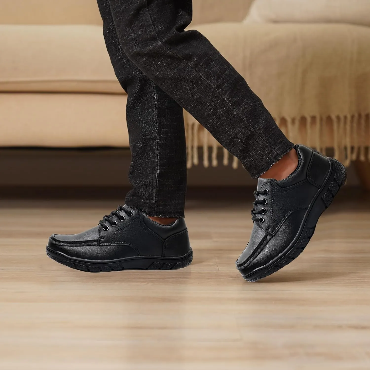 Apakowa Boys Oxford School Uniform Loafer Shoes Adjustable Strap Comfort Dress Shoes (Toddler/Little Kid/Big Kid)