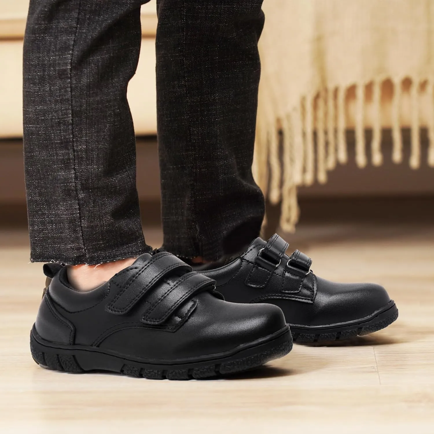 Apakowa Boys Oxford School Uniform Loafer Shoes Adjustable Strap Comfort Dress Shoes (Toddler/Little Kid/Big Kid)