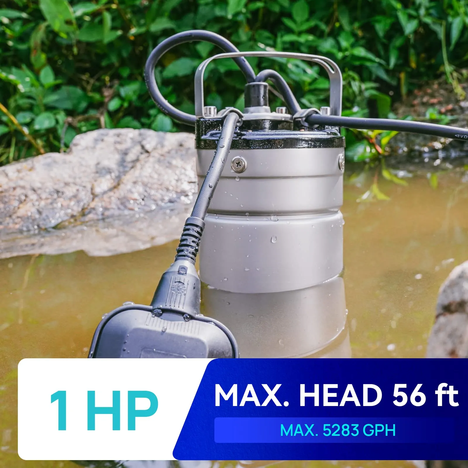 AQUASTRONG 1 HP Sewage Grinder Pumps, Stainless Steel, 115V Automatic Float Switch, 2'' NPT Discharge