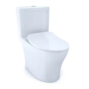 Aquia IV Elongated 0.8 gpf & 1.28 gpf Dual-Flush Two-Piece Toilet with Slim Seat in Cotton White