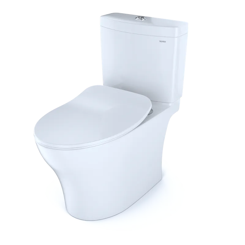 Aquia IV Elongated 0.8 gpf & 1.28 gpf Dual-Flush Two-Piece Toilet with Slim Seat in Cotton White
