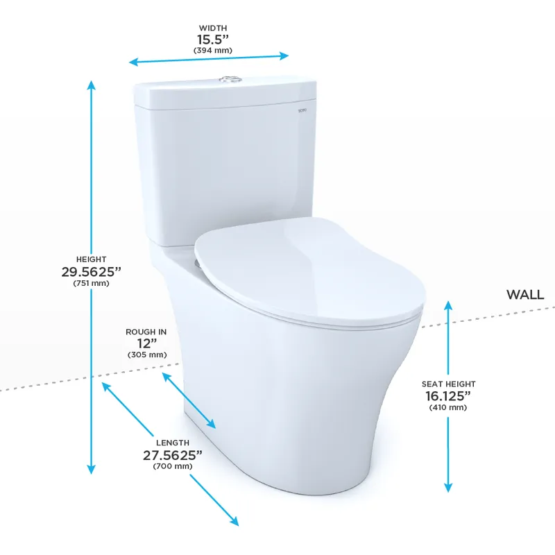 Aquia IV Elongated 0.8 gpf & 1.28 gpf Dual-Flush Two-Piece Toilet with Slim Seat in Cotton White