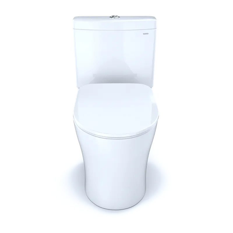 Aquia IV Elongated 0.8 gpf & 1.28 gpf Dual-Flush Two-Piece Toilet with Slim Seat in Cotton White