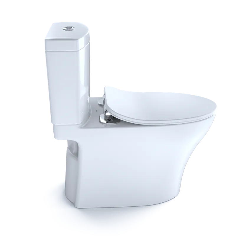 Aquia IV Elongated 0.8 gpf & 1.28 gpf Dual-Flush Two-Piece Toilet with Slim Seat in Cotton White