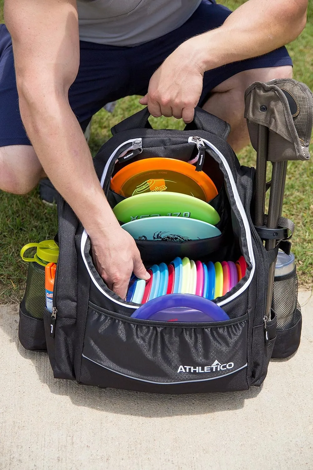 Athletico Power Shot Disc Golf Backpack | 20  Disc Capacity | Pro or Beginner Disc Golf Bag | Unisex Design