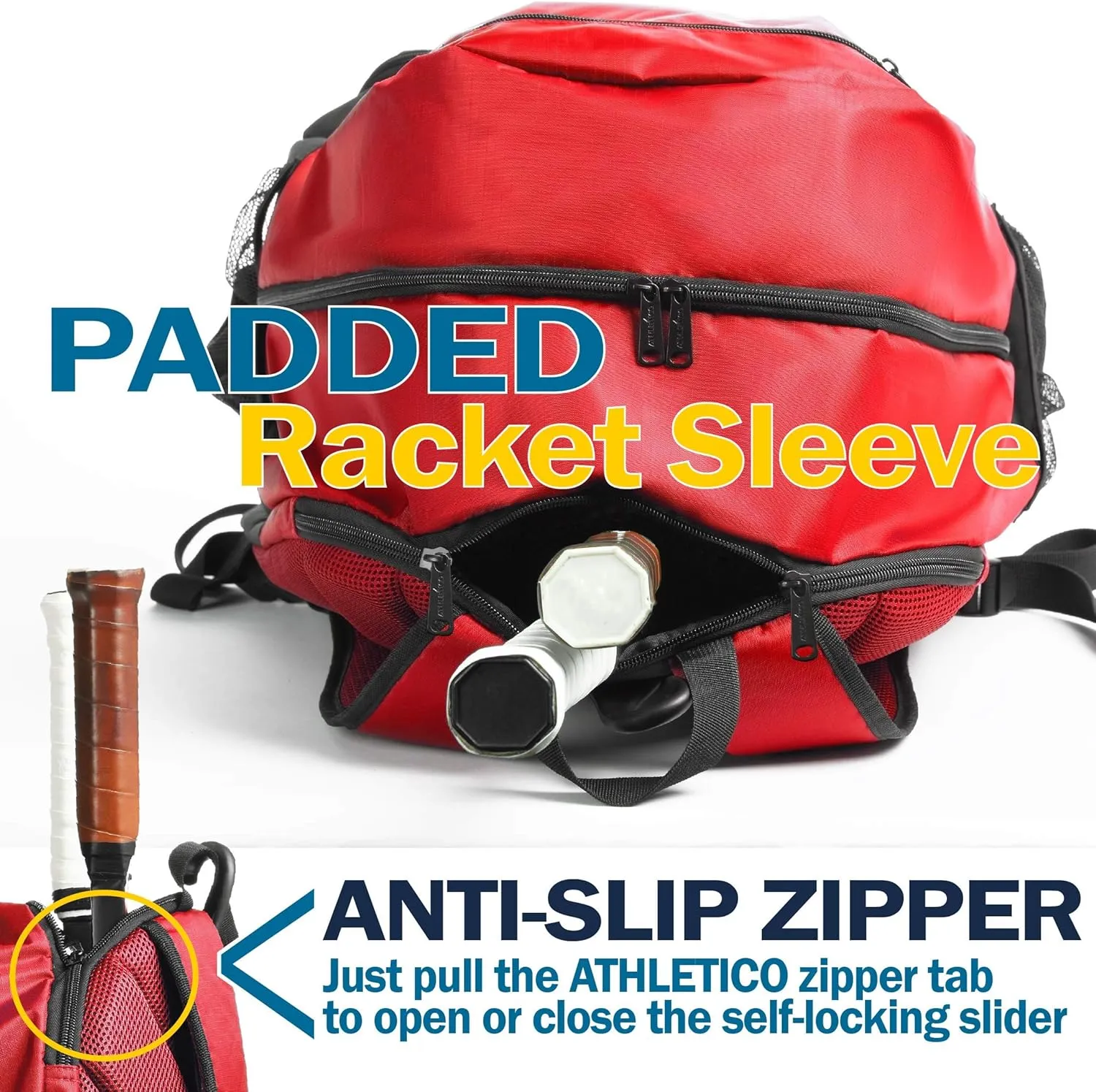 Athletico Premier Tennis Backpack - Tennis Bag Holds 2 Rackets in Padded Compartment | Separate Ventilated Shoe Compartment | Tennis Bags for Men or Women
